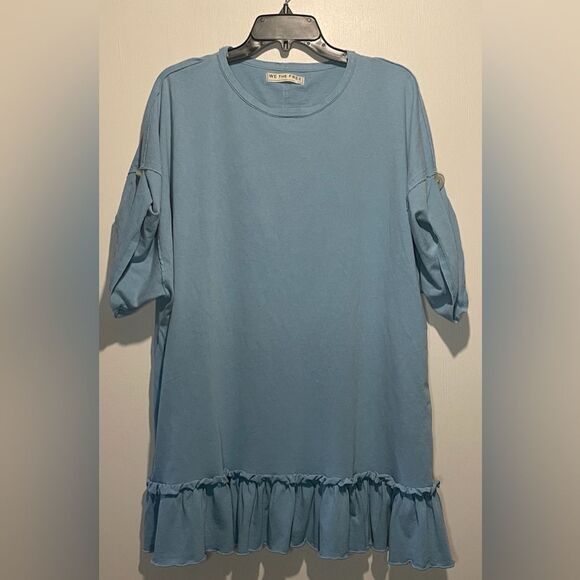 We The Free Dresses & Skirts - We The Free- Oversized Blue Mini Dress Tunic Top Ruffle Hem- Size L